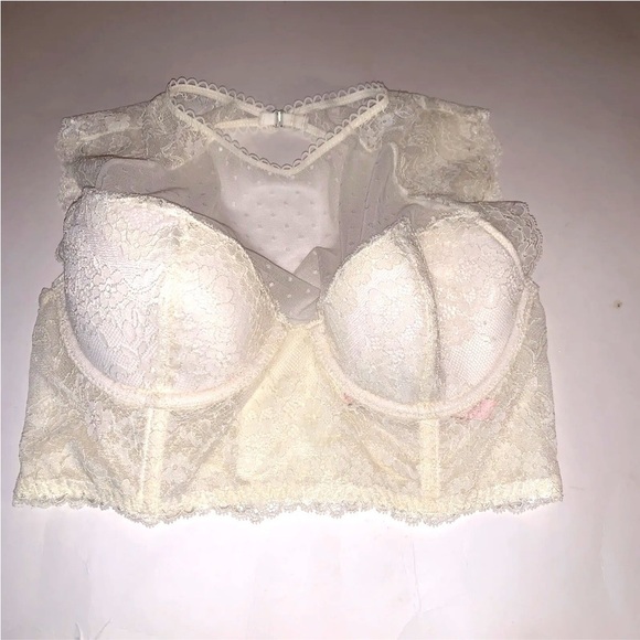 Dobreva Womens Lace Bralette Crop Top Bra High Neck Underwire Padded Bustier 32C - Picture 1 of 3